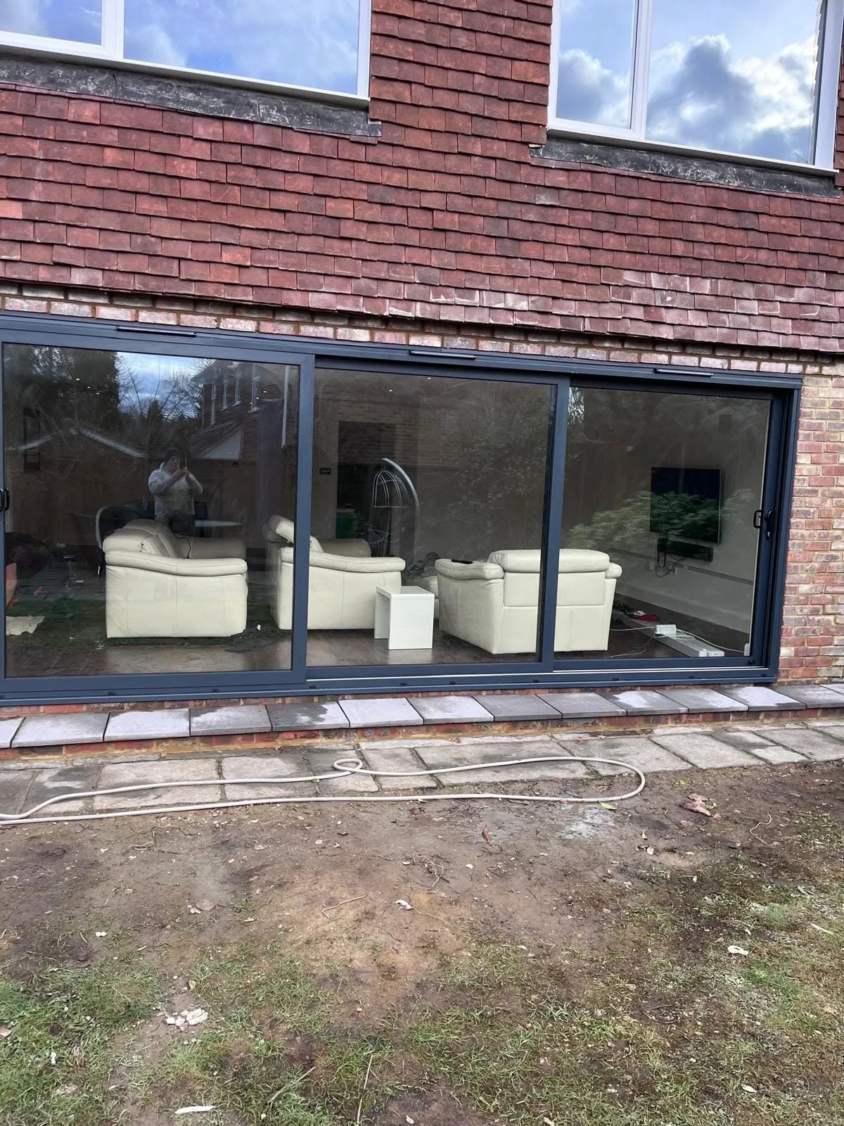 Rear extension: the finished room with wide glazed sliding doors
